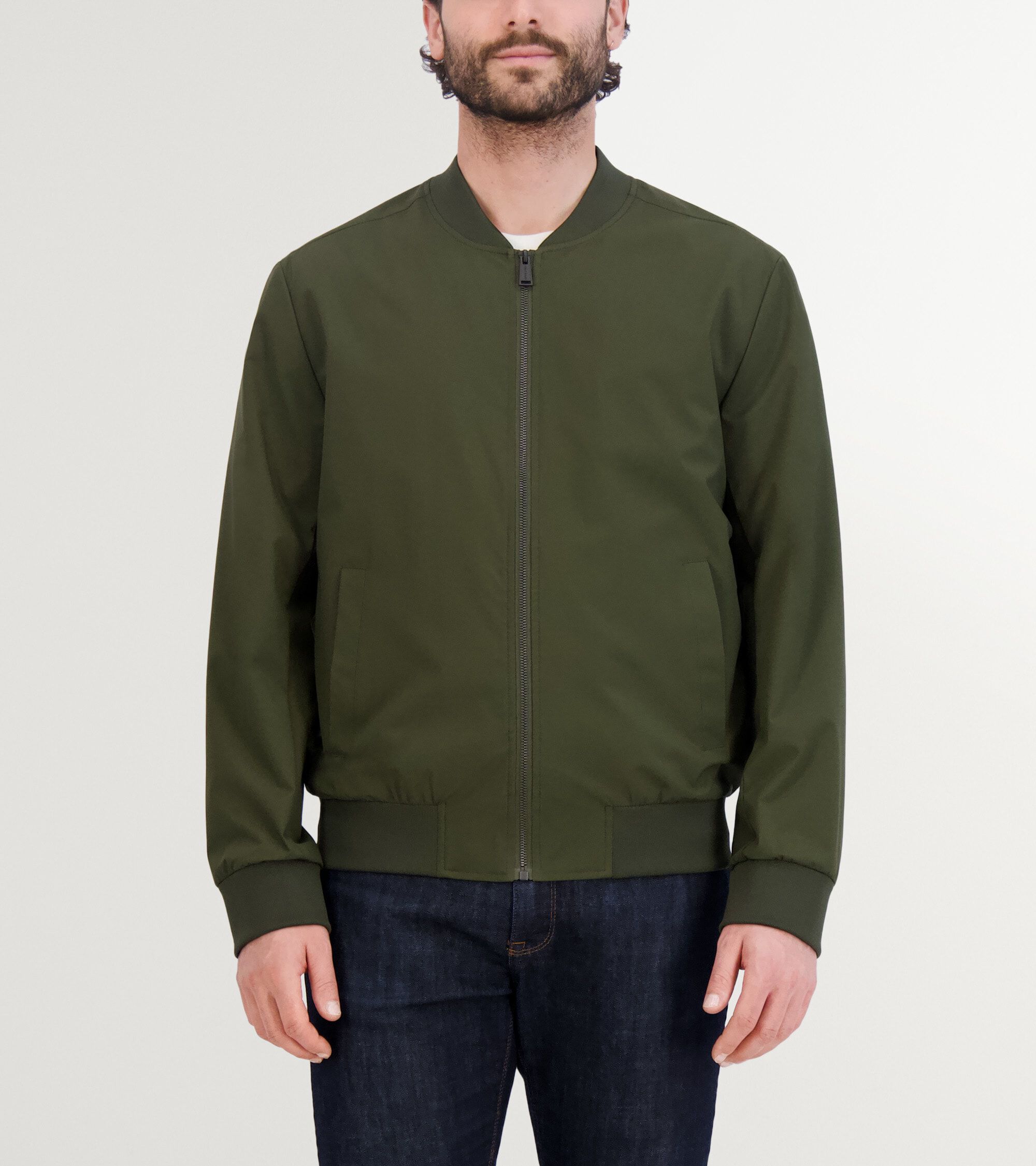 Men s Nylon Bomber Jacket in Green Cole Haan